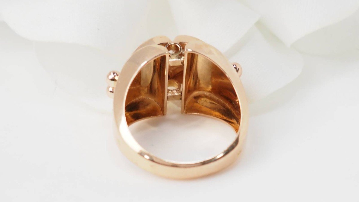 40s Tank Ring In Rose Gold And Diamonds -photo-1