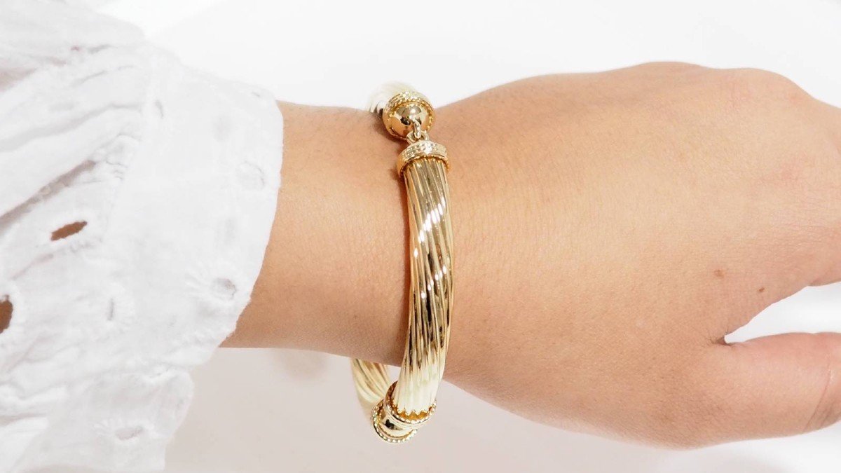 Yellow Gold Articulated Bracelet-photo-2