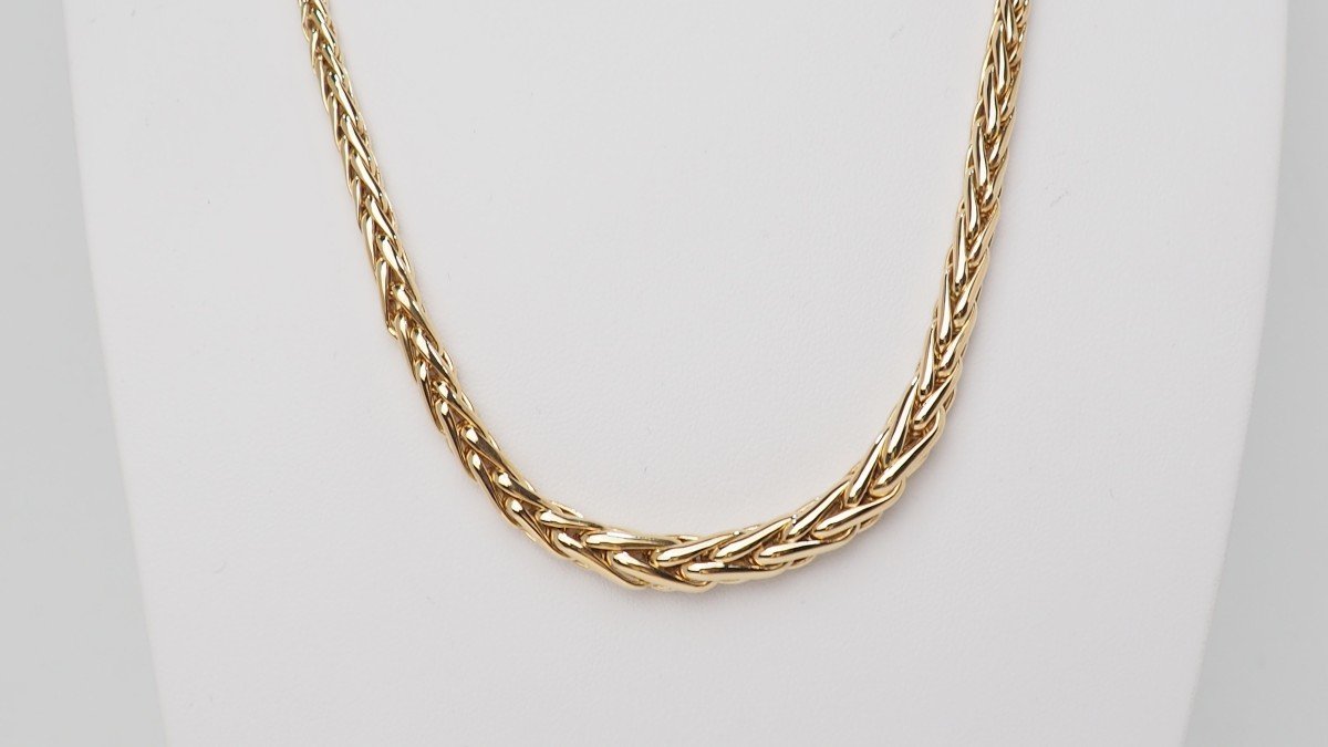 Yellow Gold Palmier Mesh Necklace -photo-3