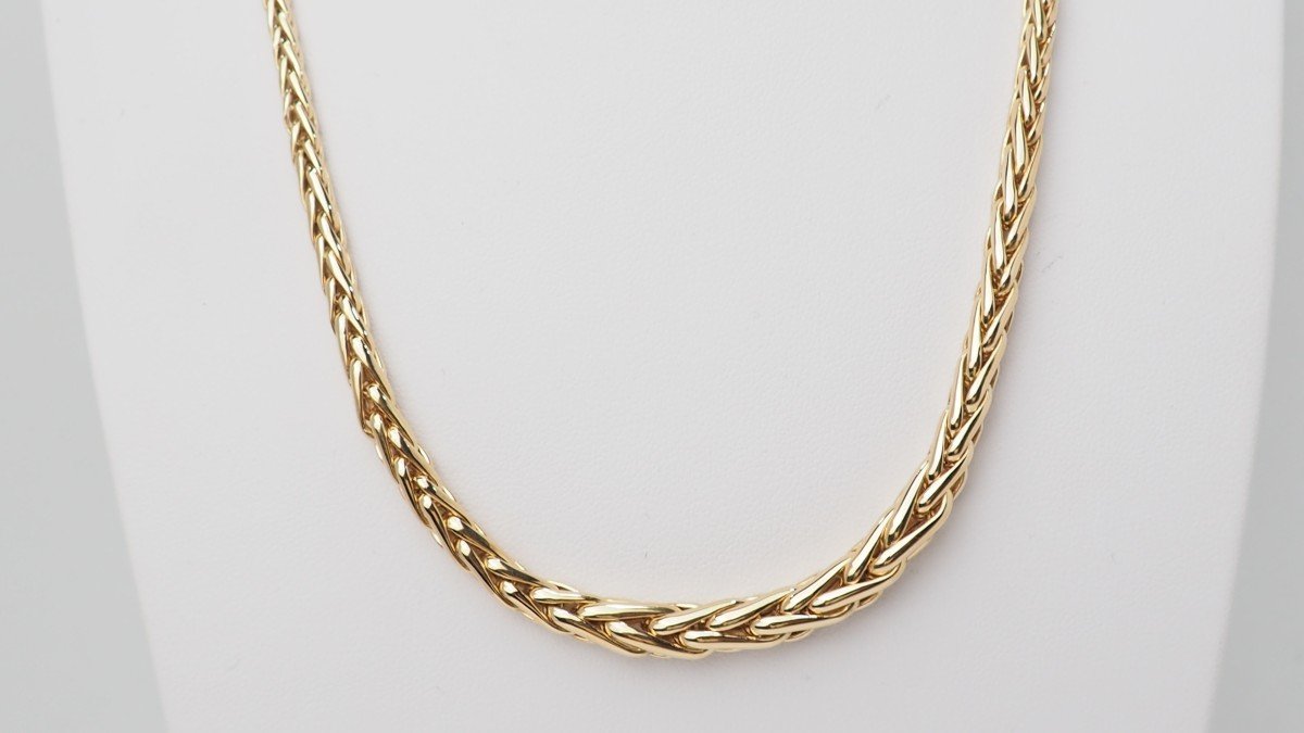 Yellow Gold Palmier Mesh Necklace -photo-4