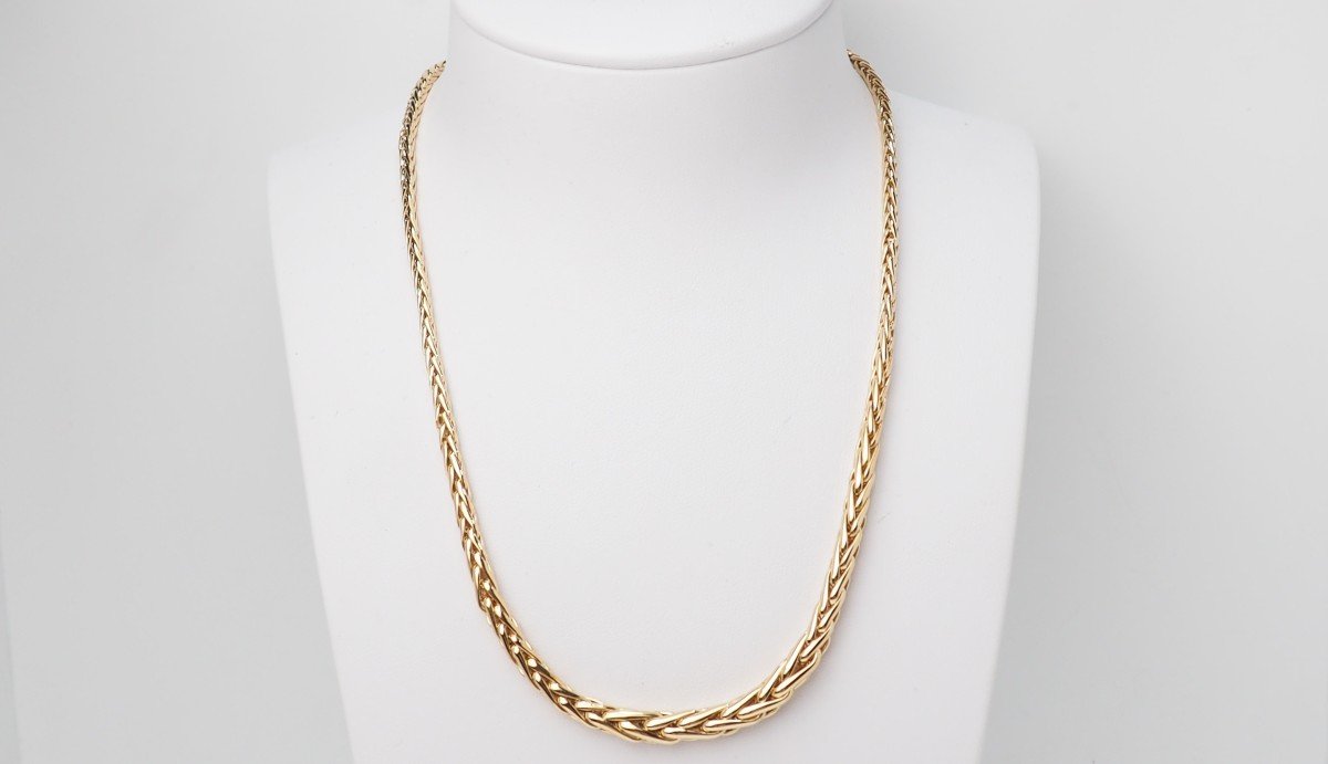 Yellow Gold Palmier Mesh Necklace -photo-2