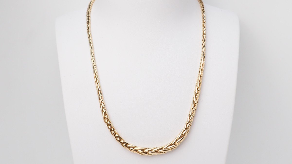 Yellow Gold Palmier Mesh Necklace 