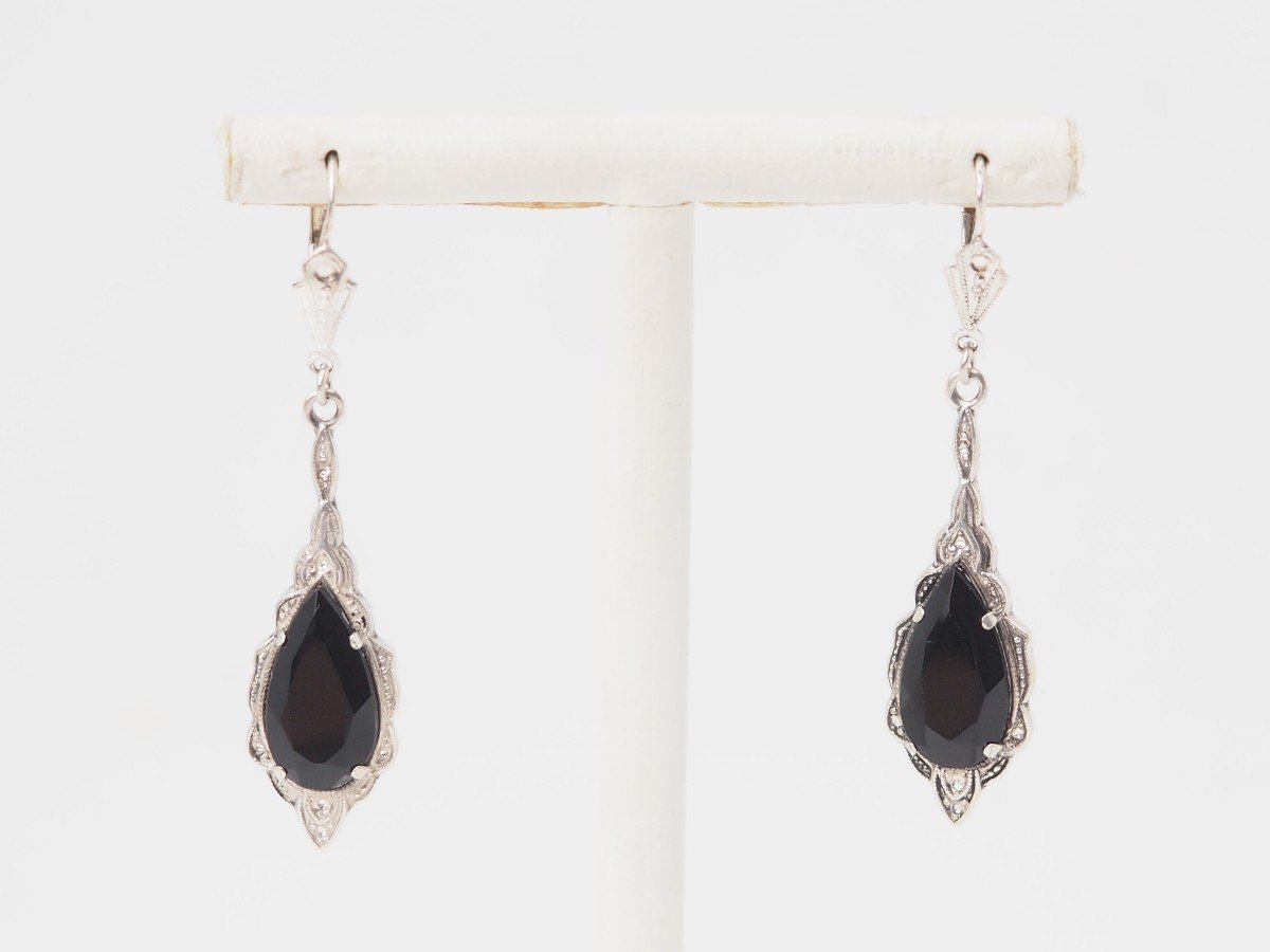 Silver And Onyx Earrings-photo-5