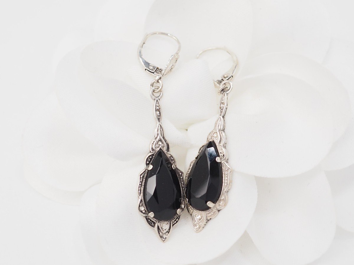 Silver And Onyx Earrings