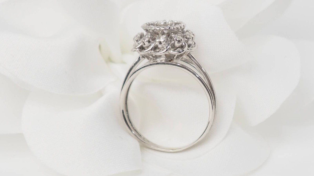 Bague Marguerite d'Occasion En Or Blanc Et Diamants-photo-2