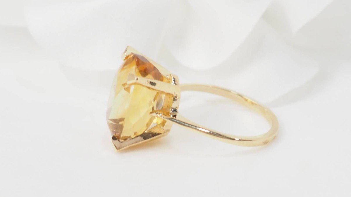 Bague Vintage En Or Jaune Et Citrine-photo-4