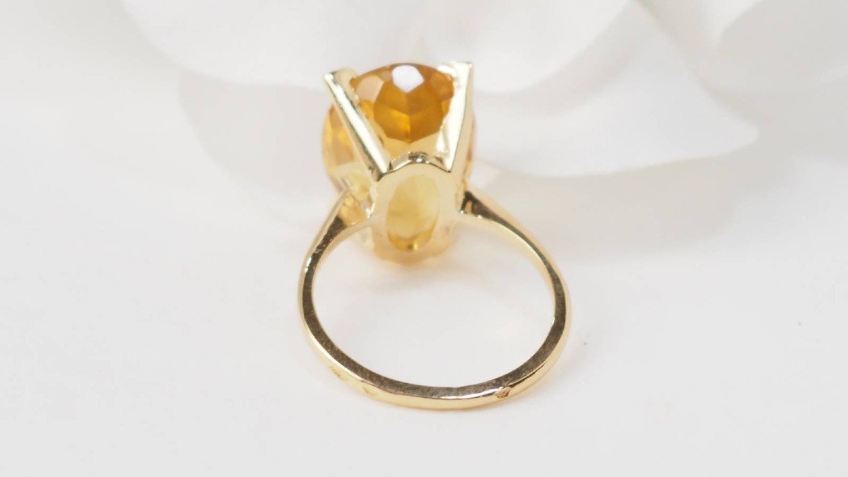 Bague Vintage En Or Jaune Et Citrine-photo-1