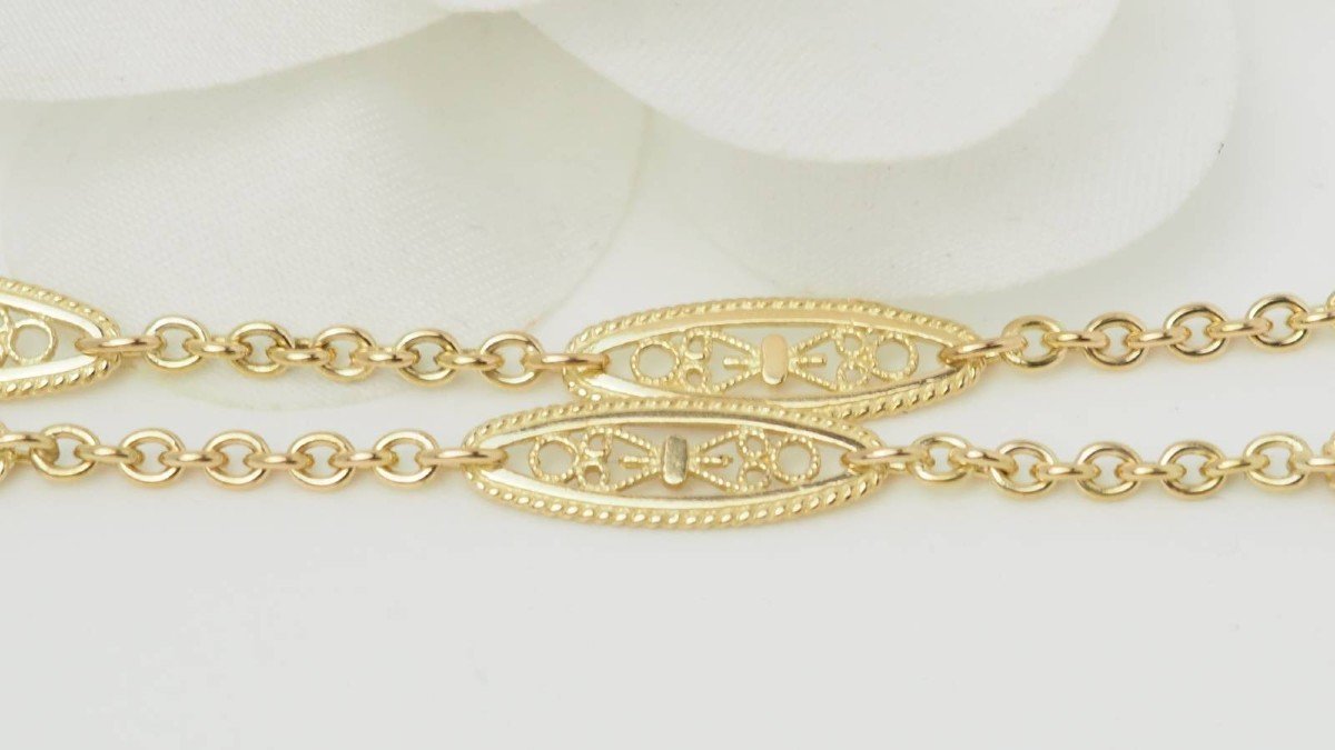 Yellow Gold Filigree Necklace-photo-2