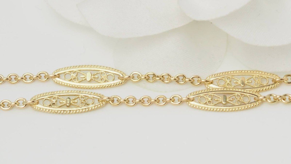 Yellow Gold Filigree Necklace-photo-3