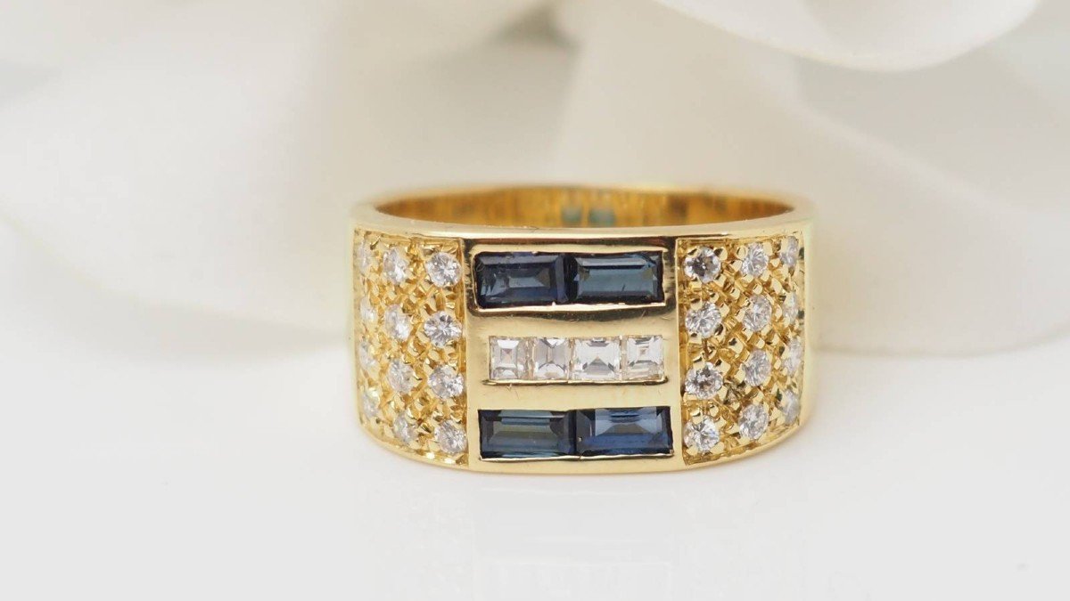 Yellow Gold, Diamond And Sapphire Ring-photo-2