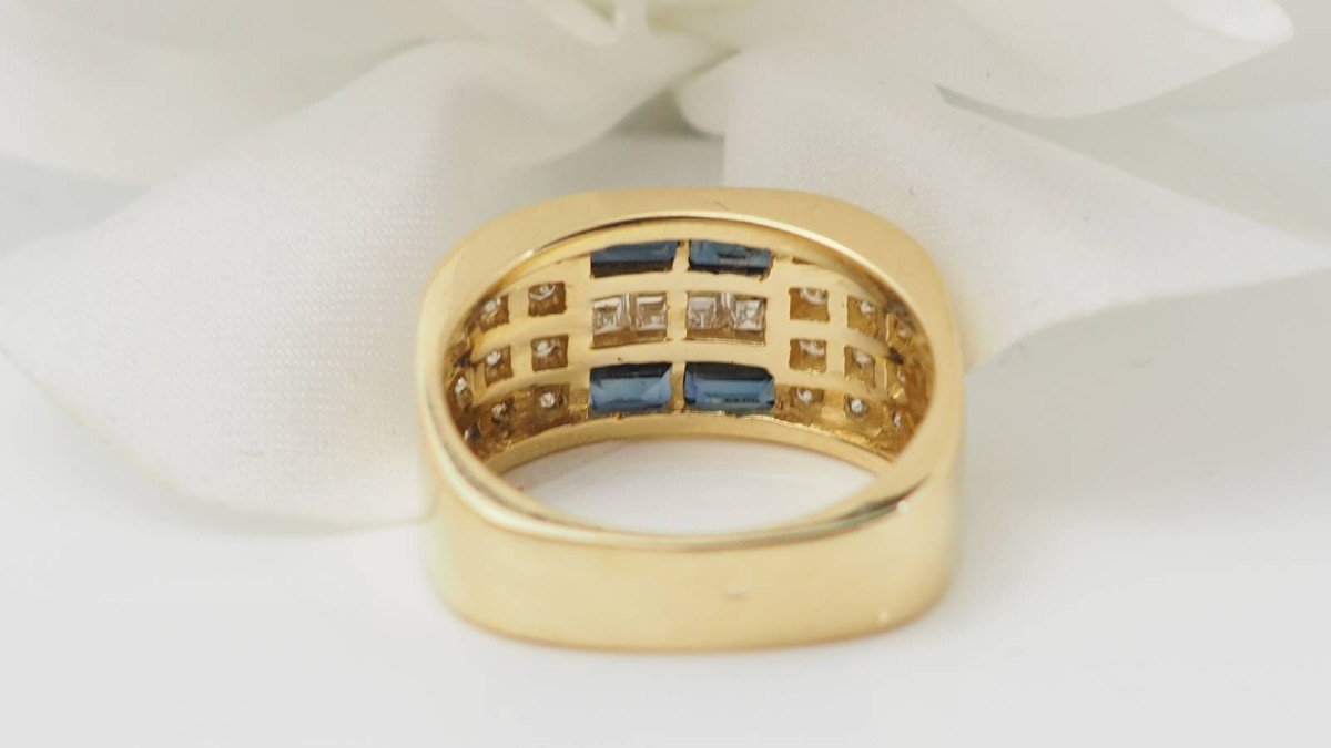 Yellow Gold, Diamond And Sapphire Ring-photo-3