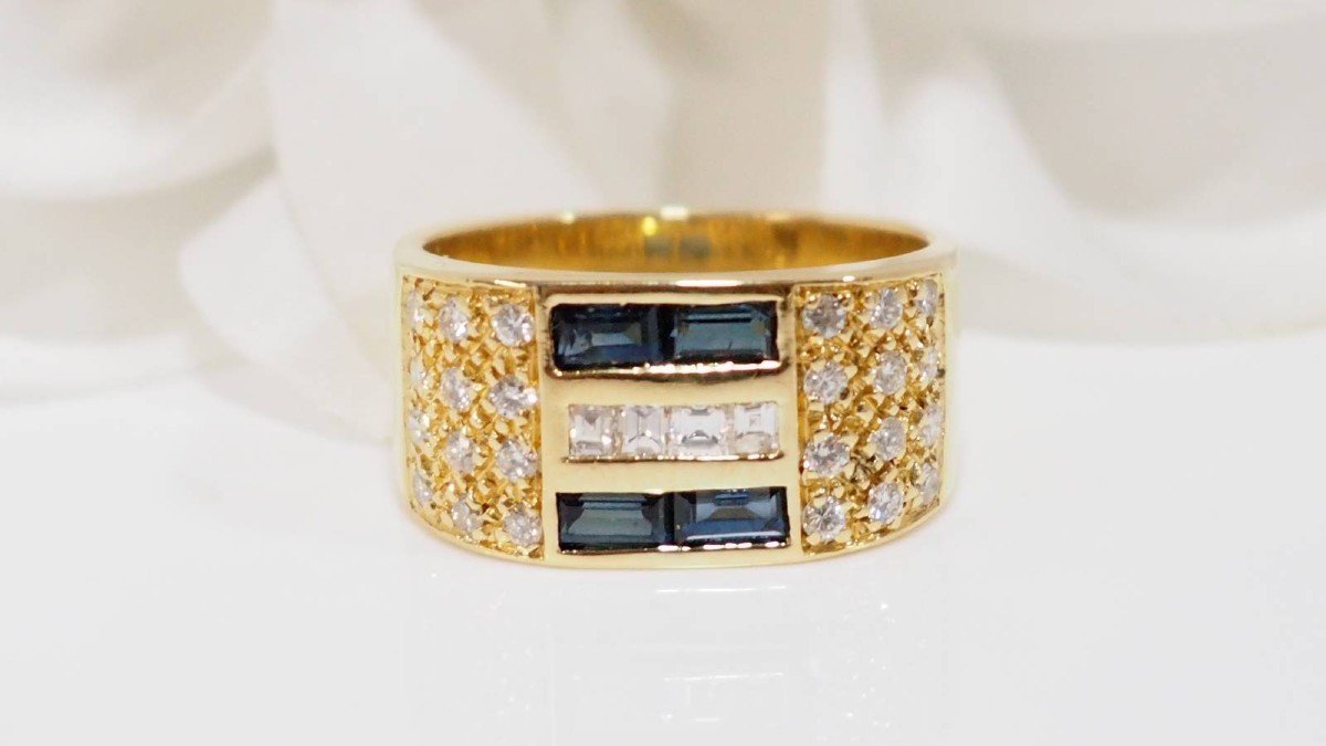 Yellow Gold, Diamond And Sapphire Ring