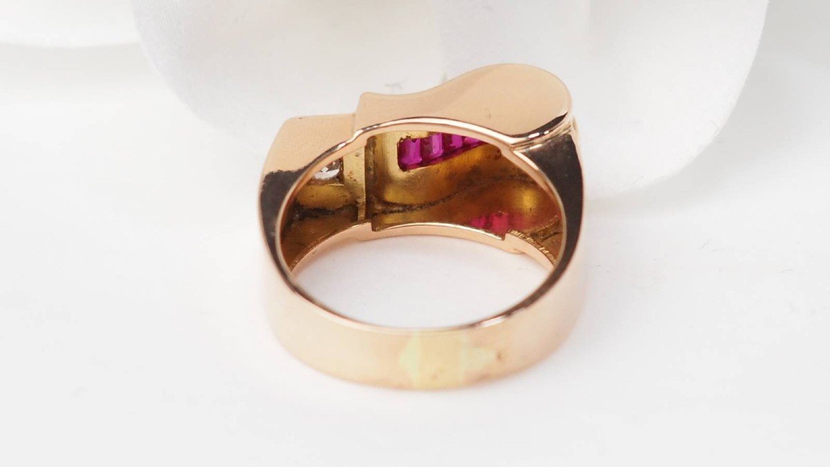 Tank Ring In Rose Gold, Ruby And Diamonds-photo-2