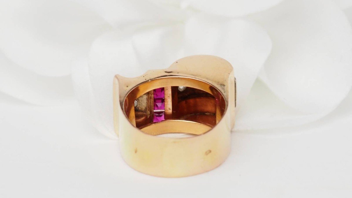 Bague Tank En Or Rose Et Diamants-photo-4