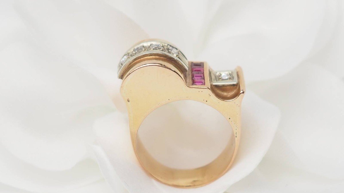 Bague Tank En Or Rose Et Diamants-photo-2