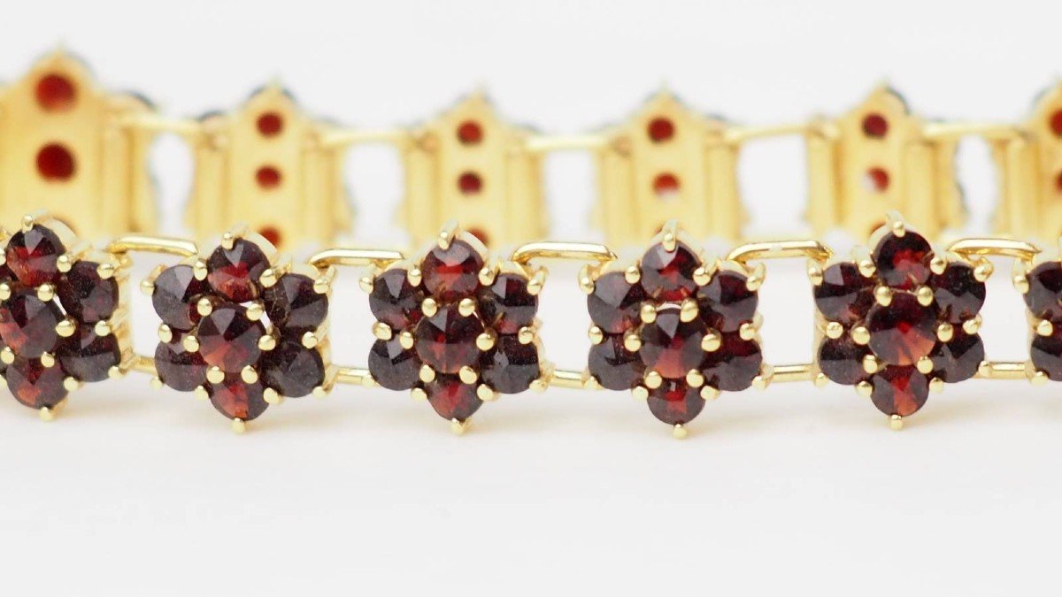 Vintage Yellow Gold And Garnet Bracelet-photo-4