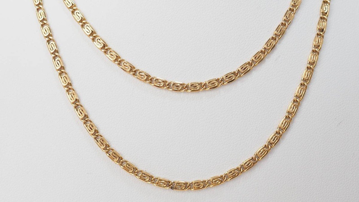 Yellow Gold Flat Mesh Necklace-photo-1