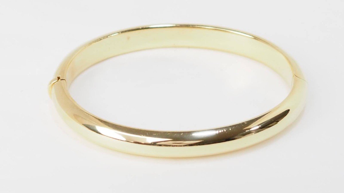 Yellow Gold Opening Bangle Bracelet-photo-3