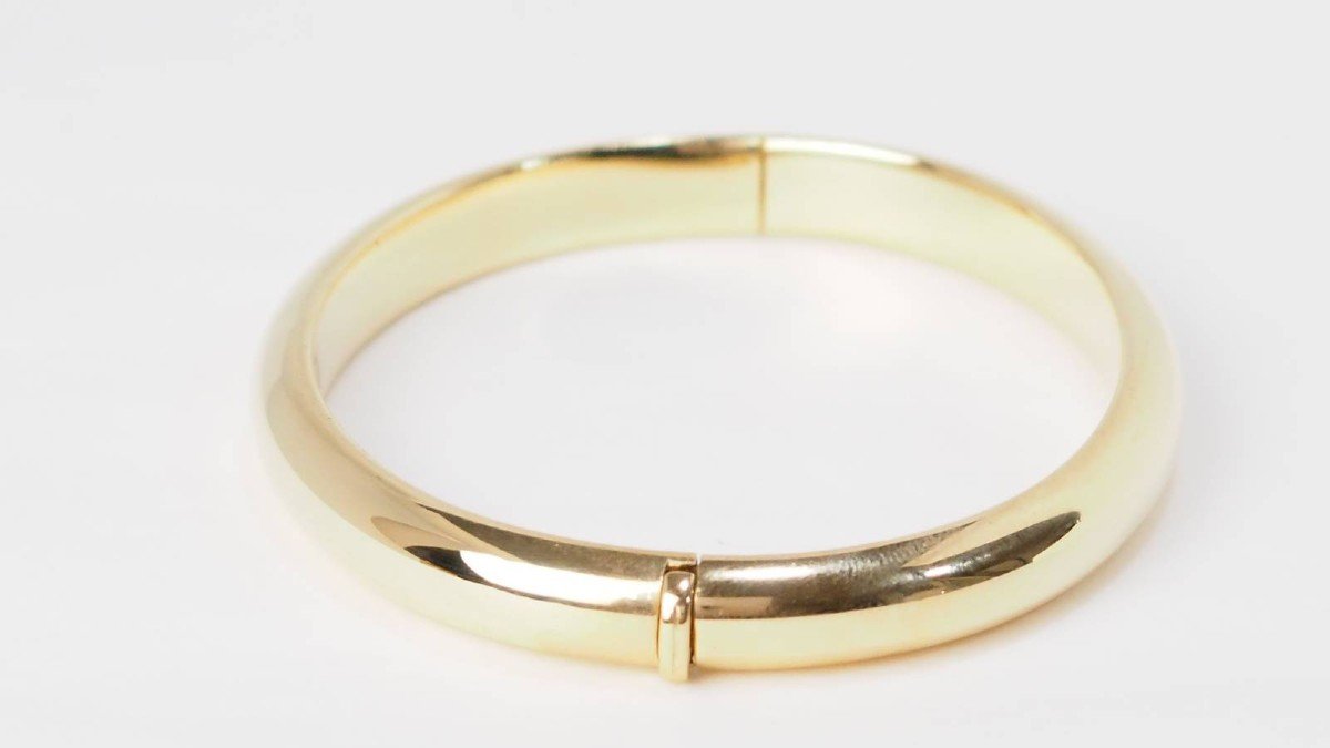 Yellow Gold Opening Bangle Bracelet-photo-2