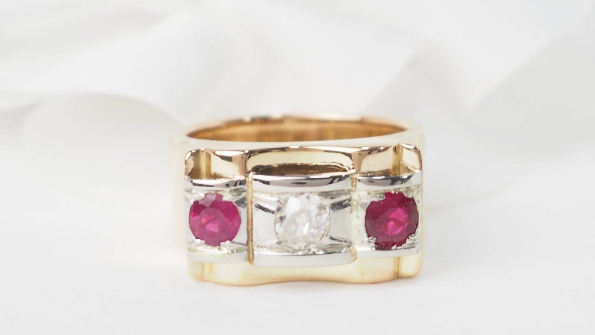 Yellow Gold, Ruby And Diamond Ring-photo-2