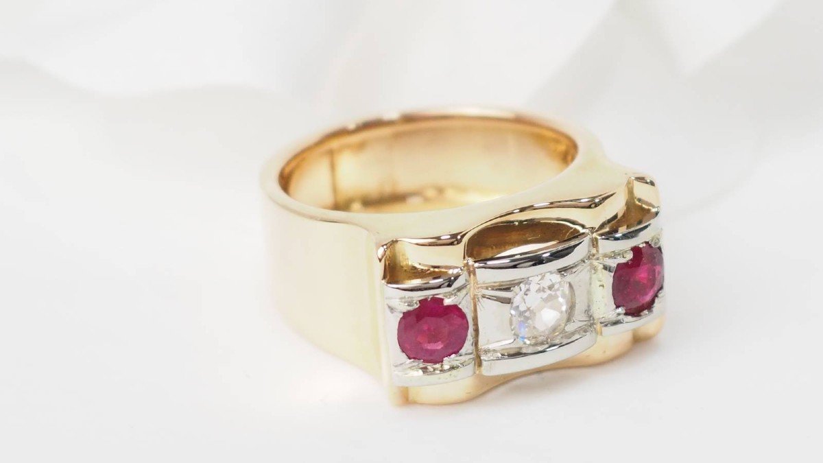 Yellow Gold, Ruby And Diamond Ring-photo-3