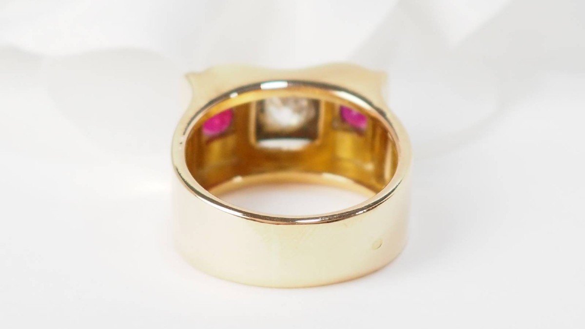 Yellow Gold, Ruby And Diamond Ring-photo-2