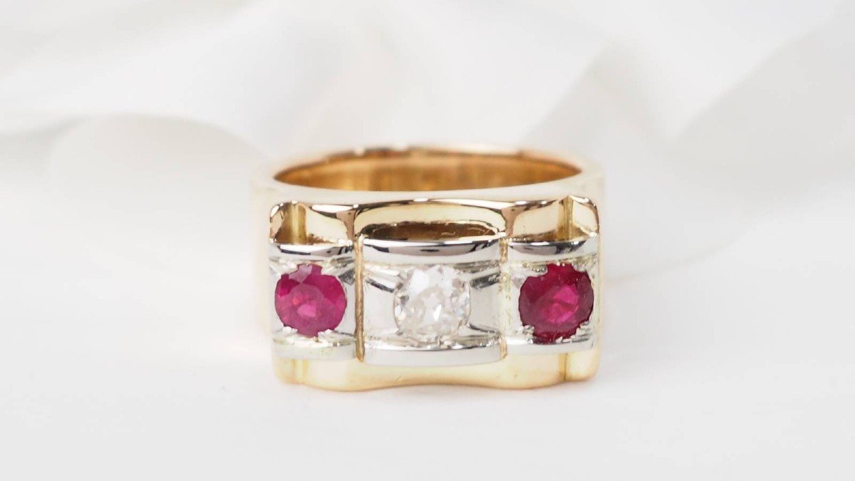 Yellow Gold, Ruby And Diamond Ring