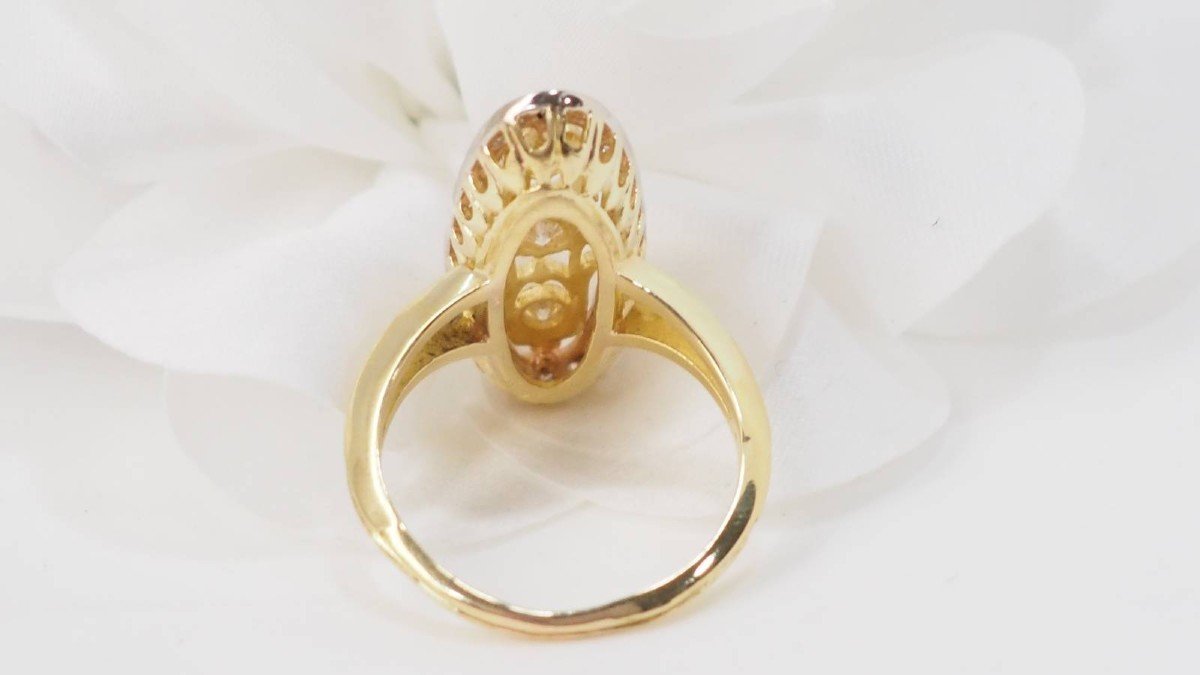 Bague Marquise En Or Bicolore Et Diamants-photo-2