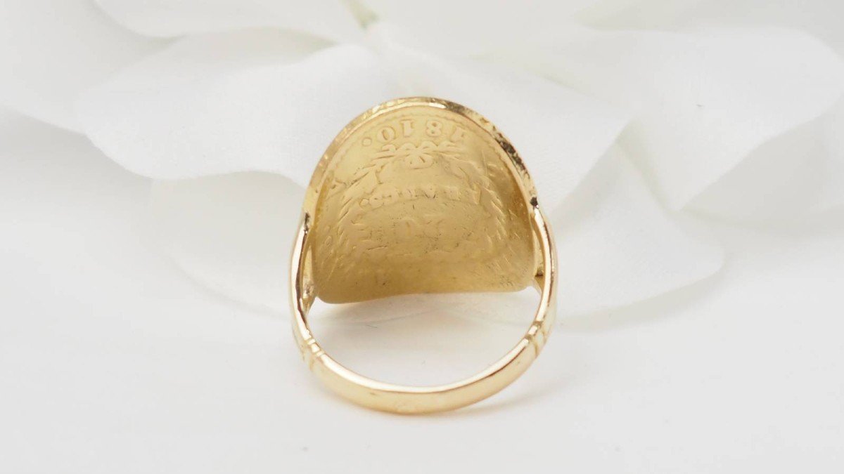 20 Franc Napoleon 1st Coin Ring In Yellow Gold-photo-4