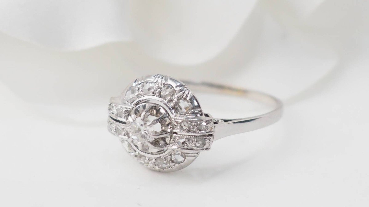 Art Deco Ring In White Gold And Diamonds-photo-4