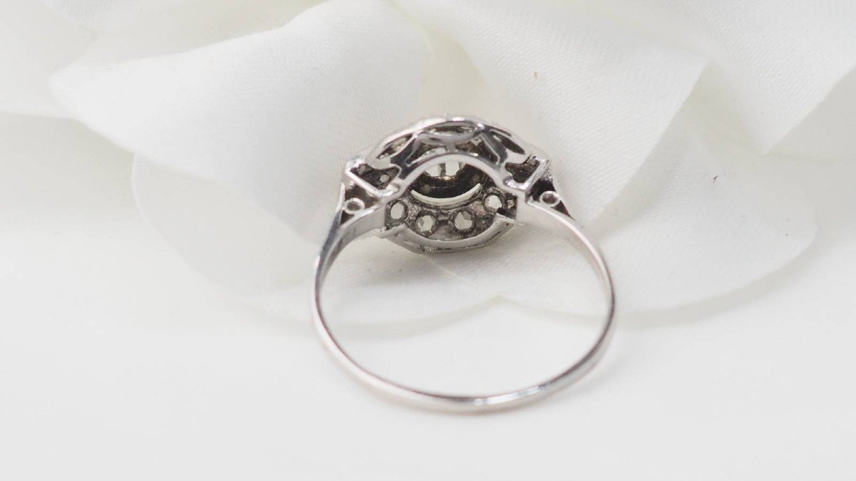 Art Deco Ring In White Gold And Diamonds-photo-2