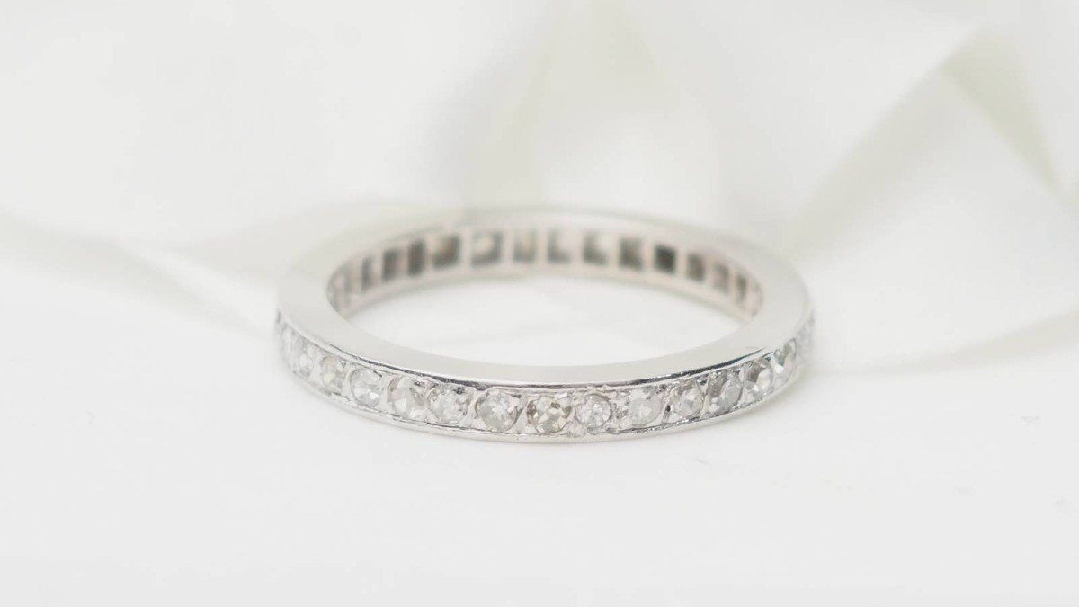 Alliance Tour Complet En Or Blanc Et Diamants 0.35ct-photo-4