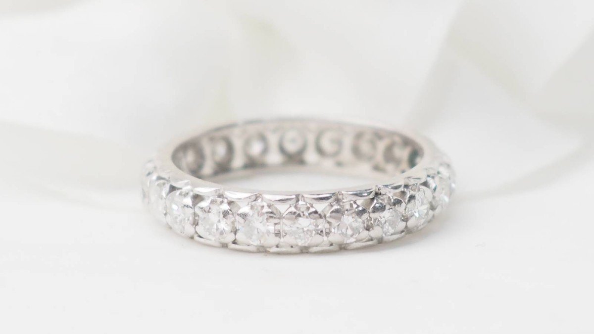 American Wedding Band In White Gold And Diamonds 0.88ct-photo-2