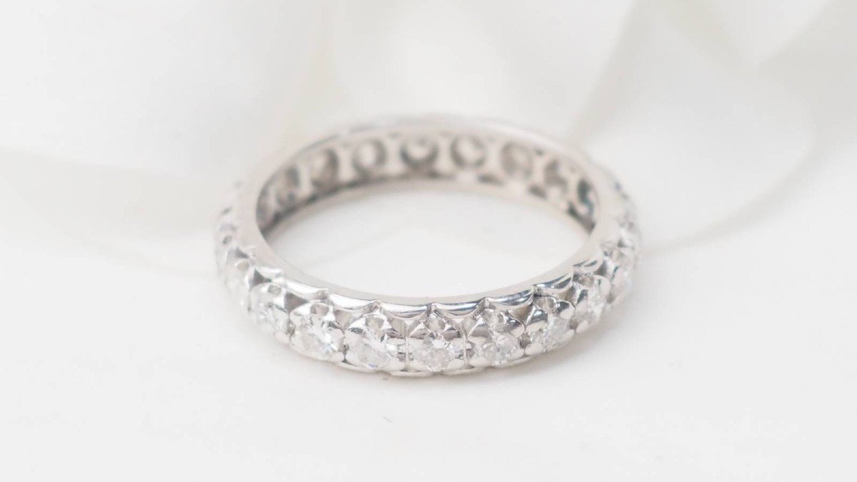 American Wedding Band In White Gold And Diamonds 0.88ct-photo-3