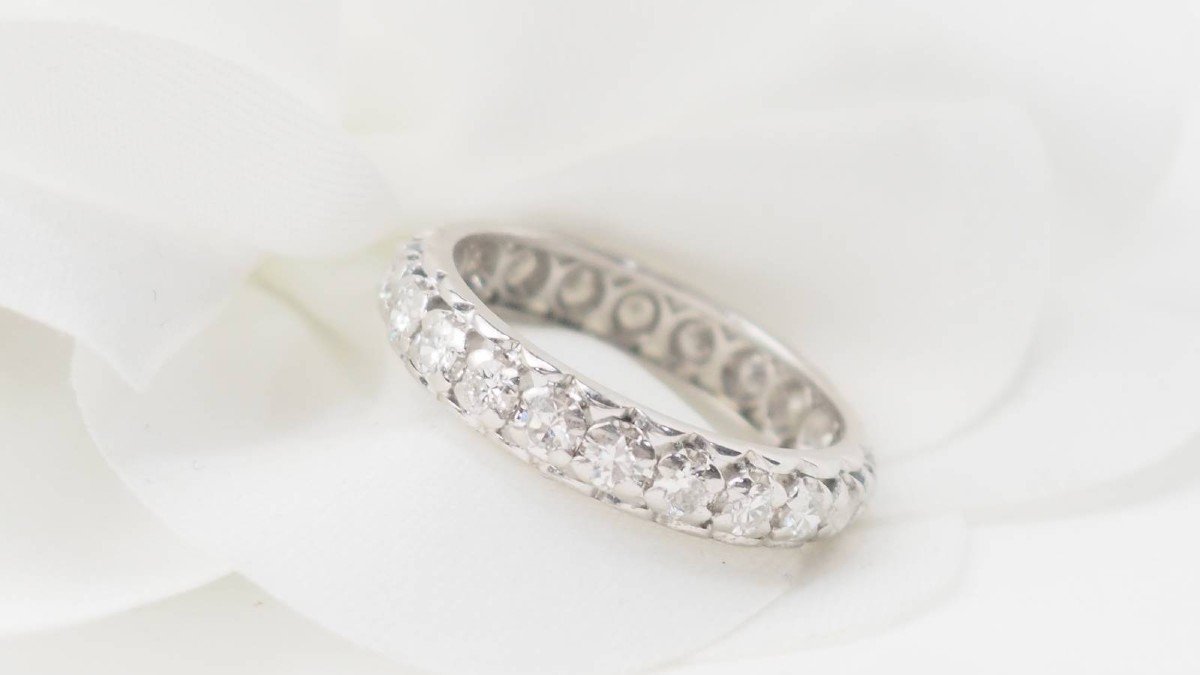 American Wedding Band In White Gold And Diamonds 0.88ct-photo-4