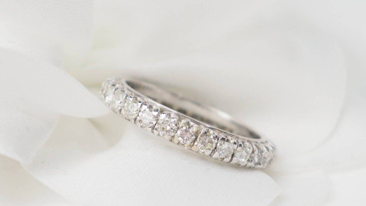 American Wedding Band In White Gold And Diamonds 1.12ct-photo-1