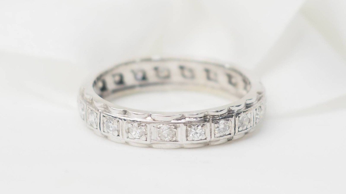 American Wedding Ring In White Gold And Diamonds 0.52ct-photo-4