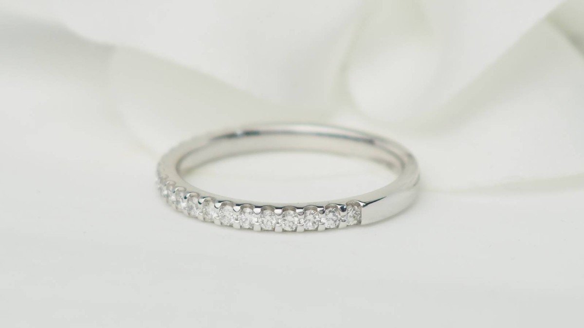 Demi Alliance En Or Blanc Et Diamants 0.25ct-photo-3