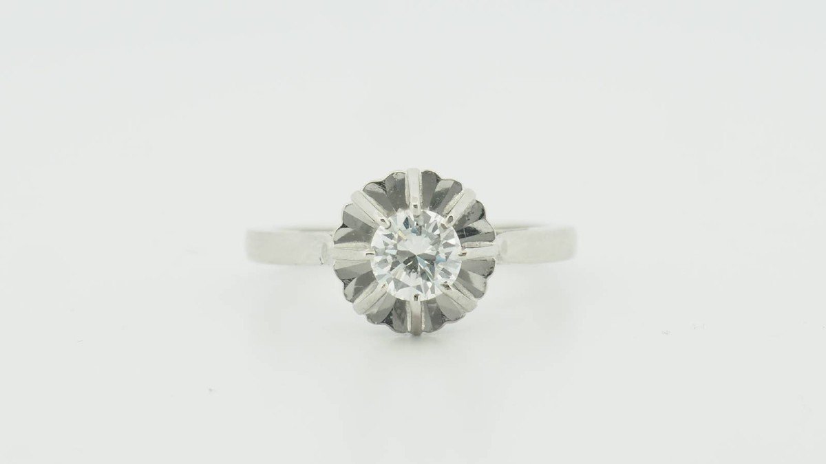 White Gold And Diamond Solitaire Ring -photo-2