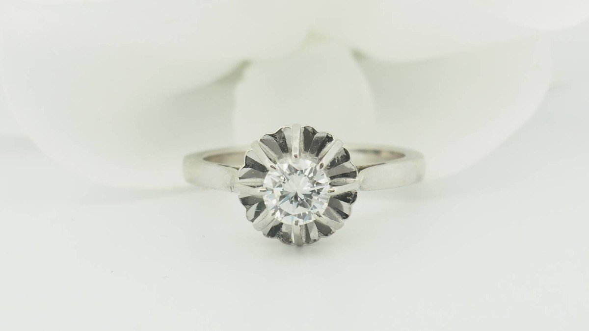 White Gold And Diamond Solitaire Ring 