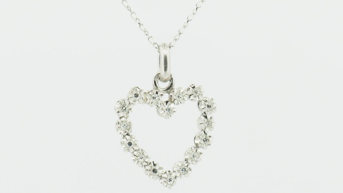 White Gold And Diamond Heart Pendant