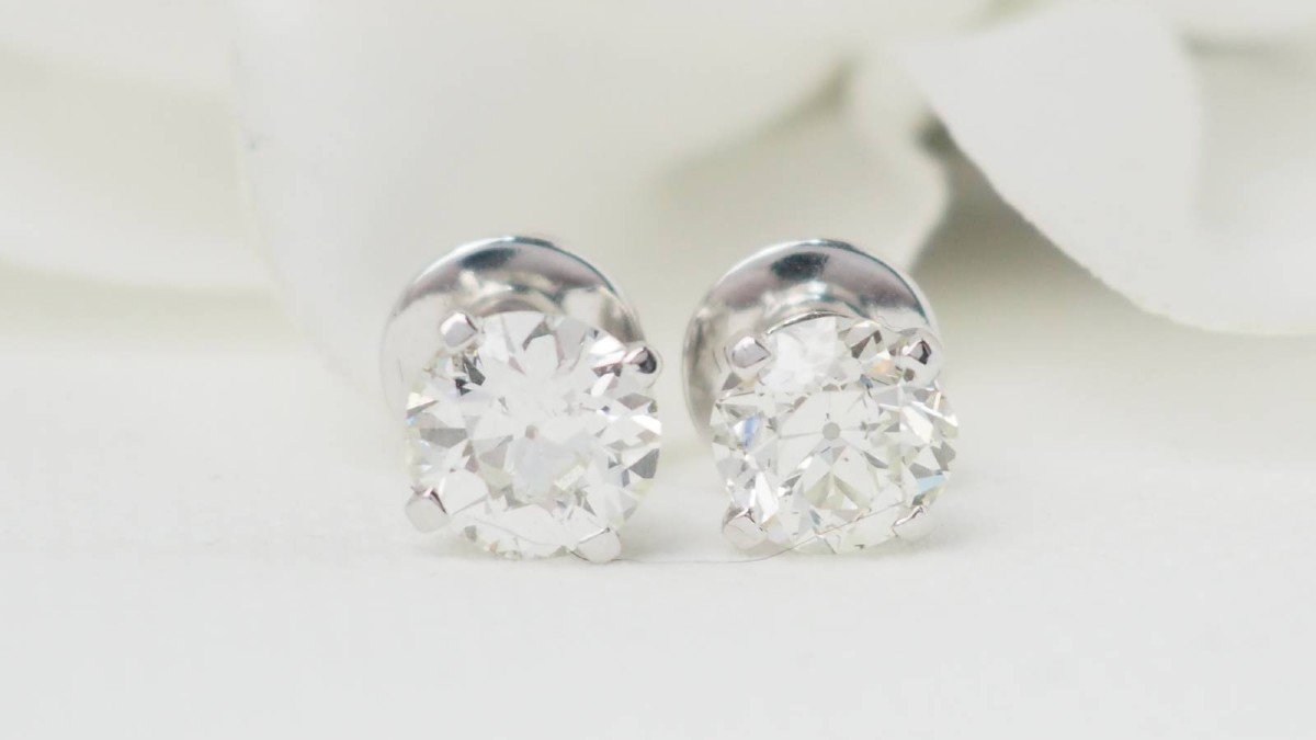 White Gold And Diamond Stud Earrings