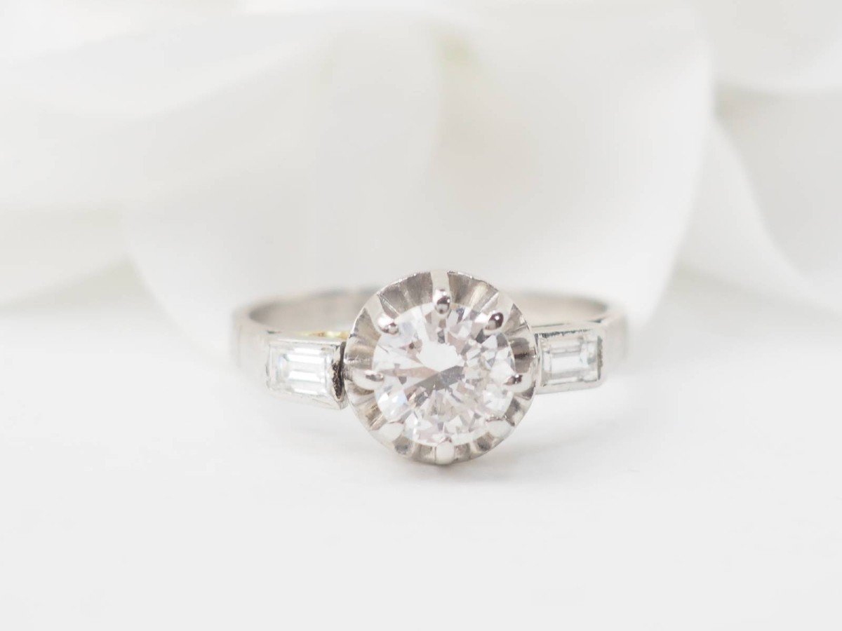 Bague Solitaire En Or Blanc Et Diamant-photo-3