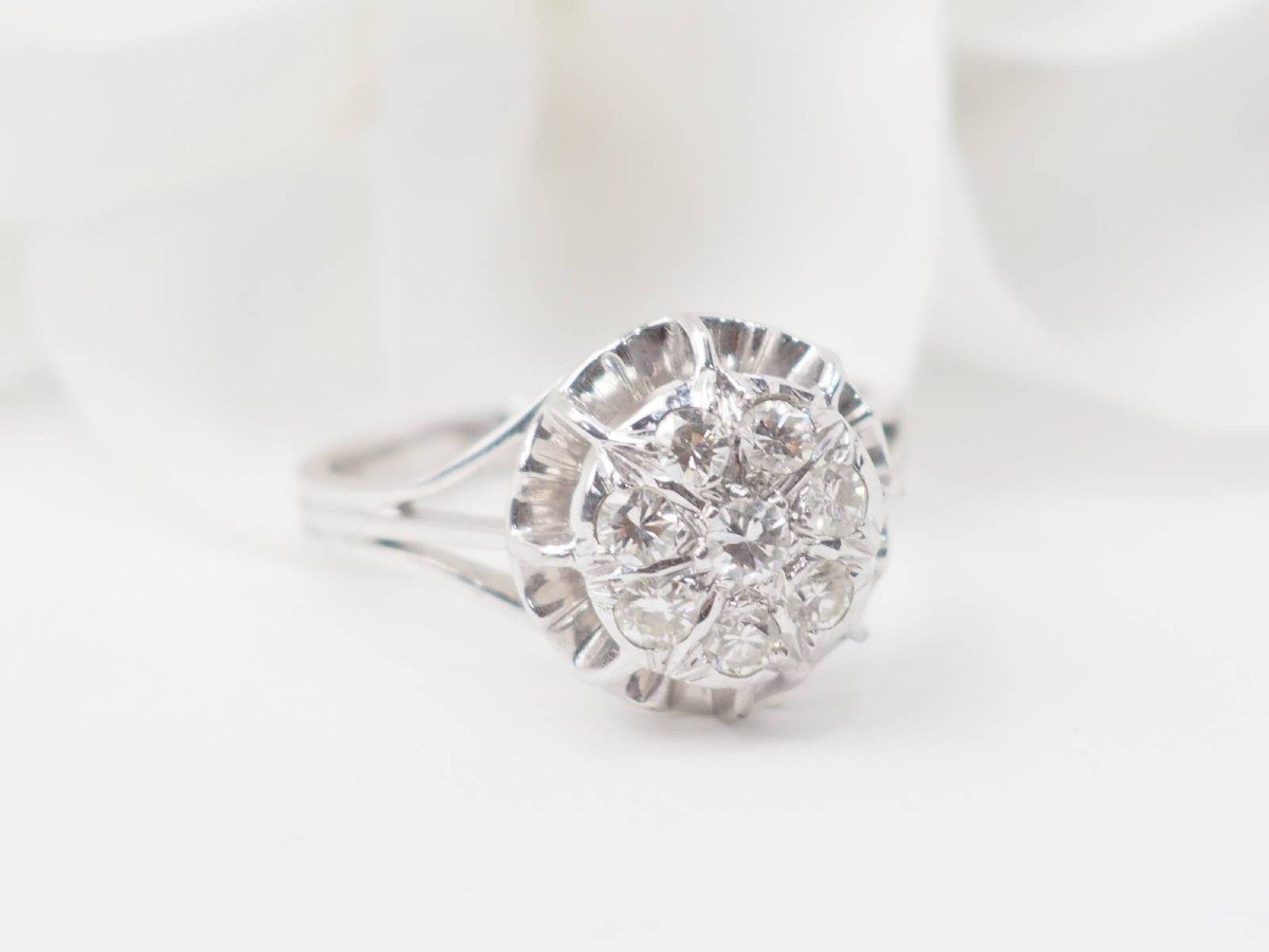 Antique Ring In White Gold And Diamonds-photo-2