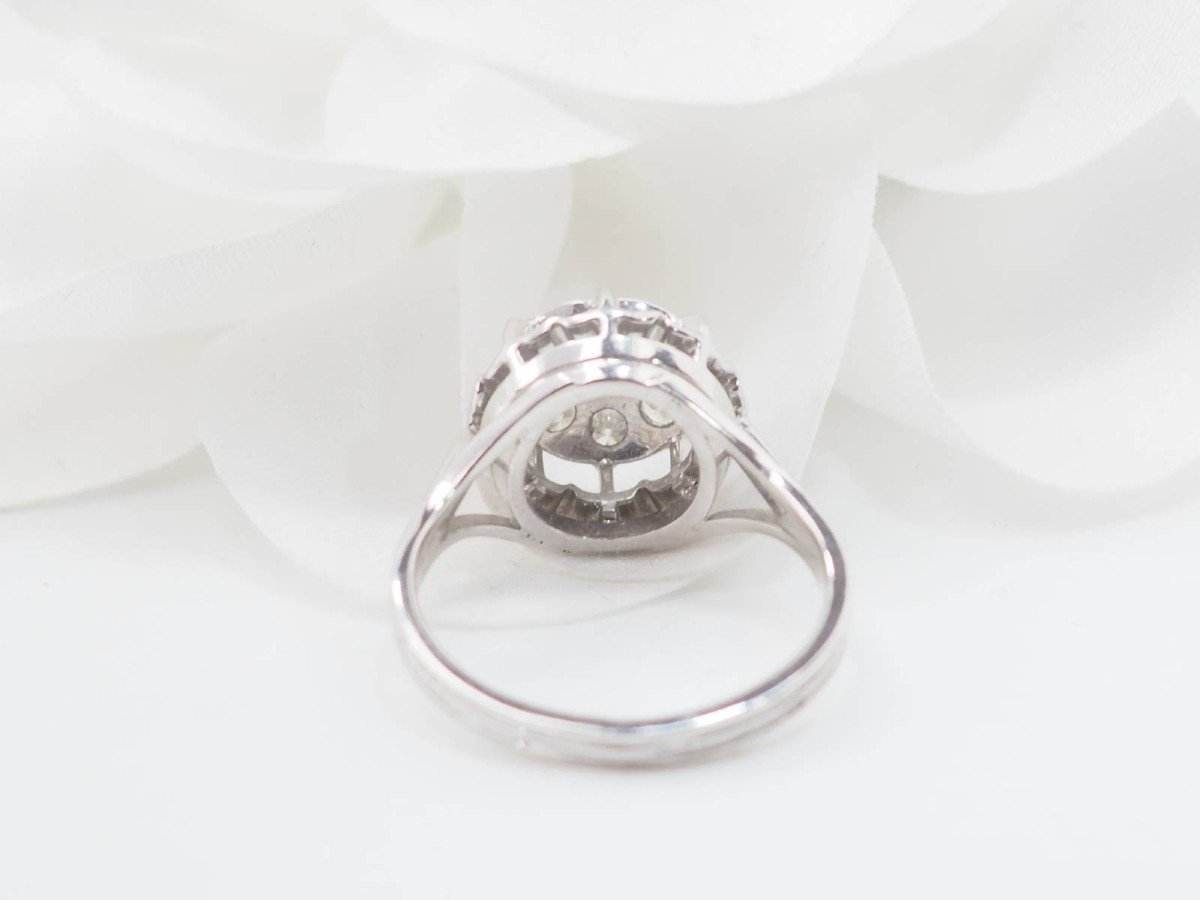 Antique Ring In White Gold And Diamonds-photo-2