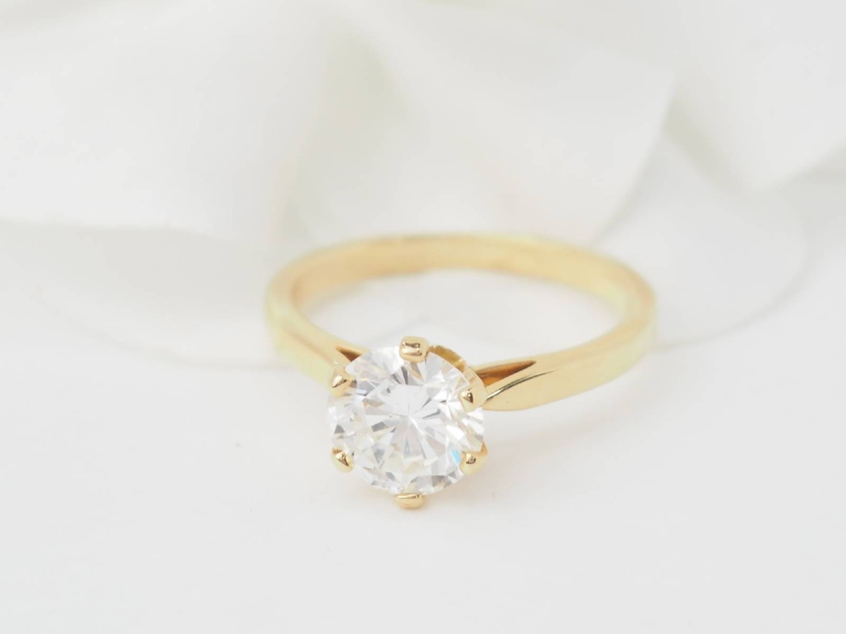 Bague Solitaire En Or Jaune Et Diamant 1.59ct-photo-3