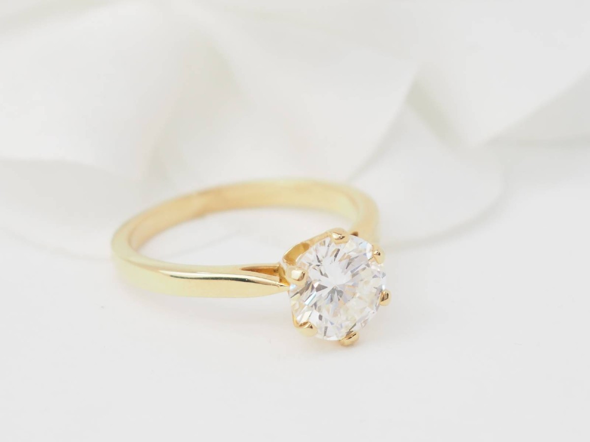 Bague Solitaire En Or Jaune Et Diamant 1.59ct-photo-4