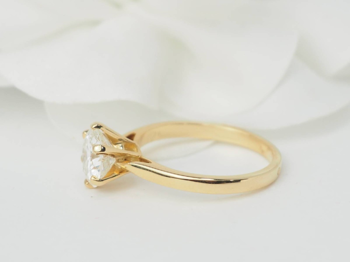 Bague Solitaire En Or Jaune Et Diamant 1.59ct-photo-1