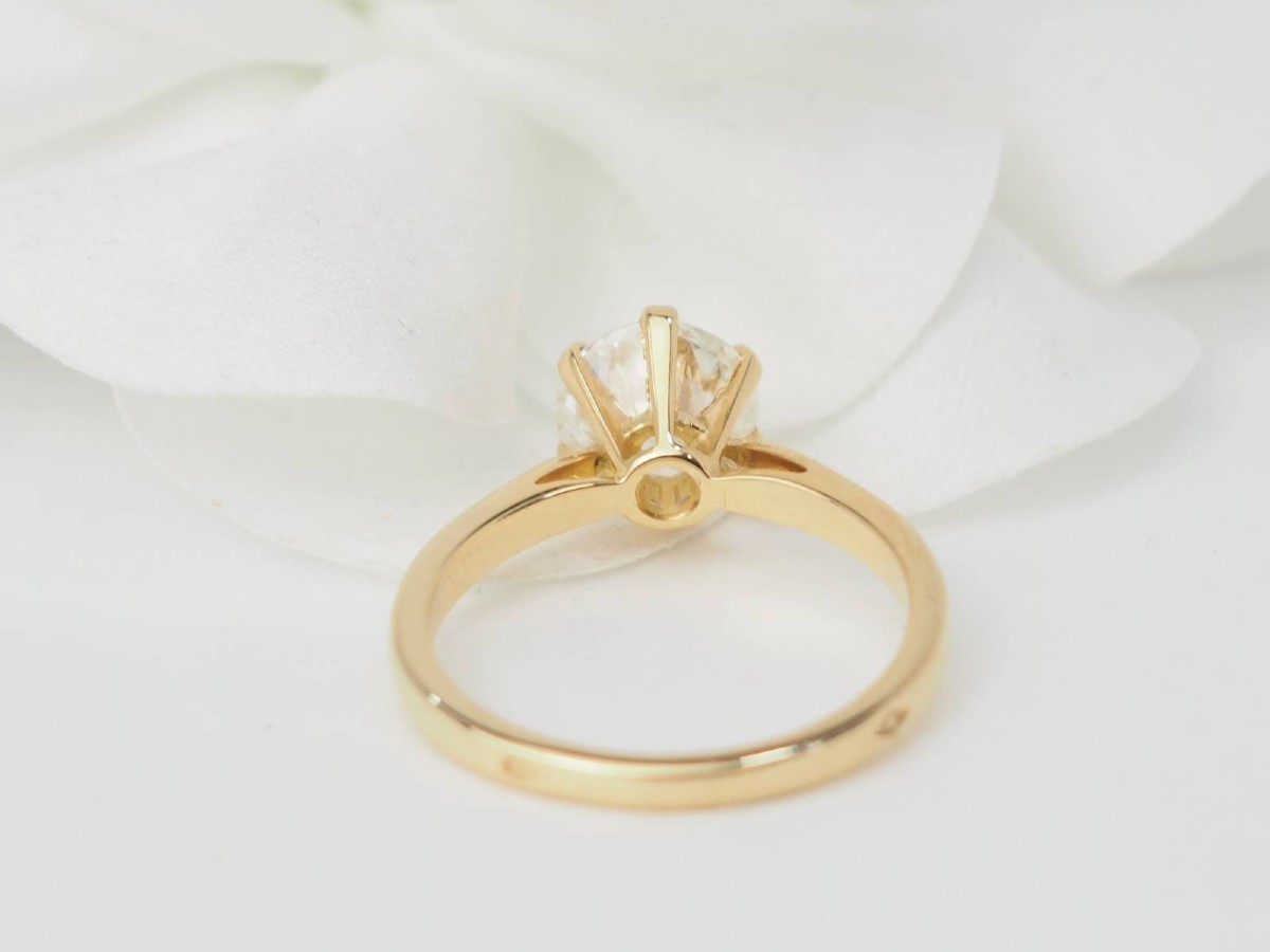 Bague Solitaire En Or Jaune Et Diamant 1.59ct-photo-2