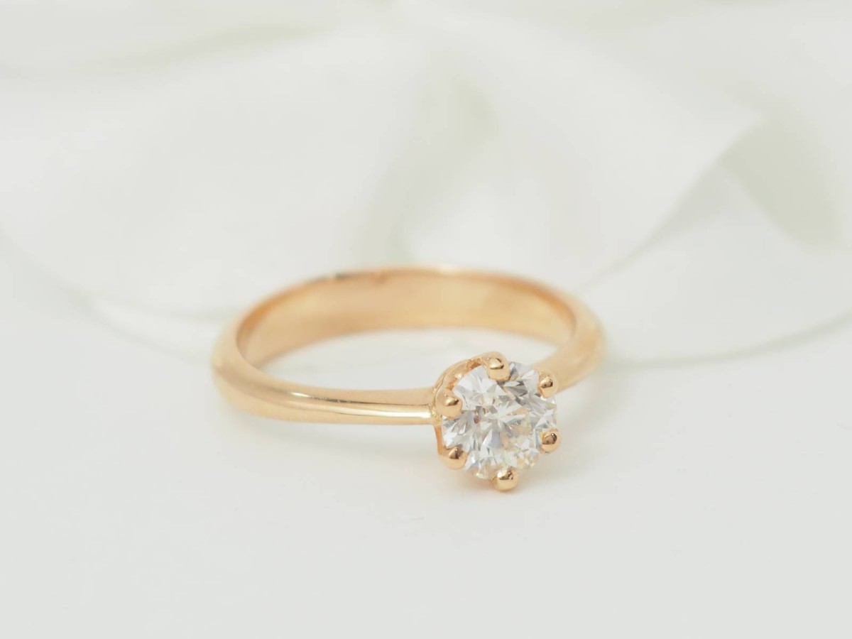 Rose Gold Solitaire Ring With 0.69ct Certified Diamond-photo-4